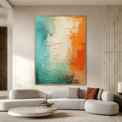 Turquoise Orange Textured Painting #Kiss 154