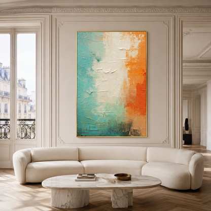 Turquoise Orange Textured Painting #Kiss 154
