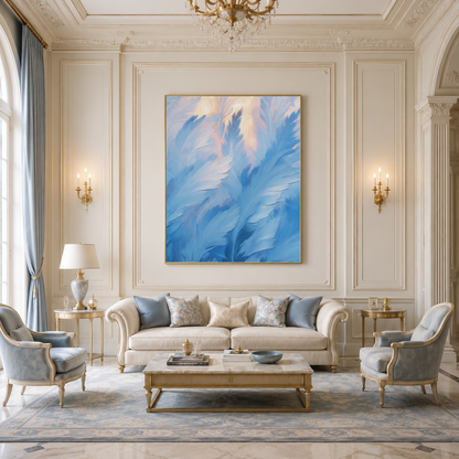 Soft Blue Feather Abstract Painting #Kiss 155