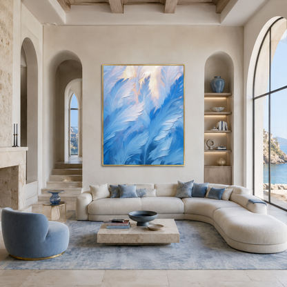 Soft Blue Feather Abstract Painting #Kiss 155