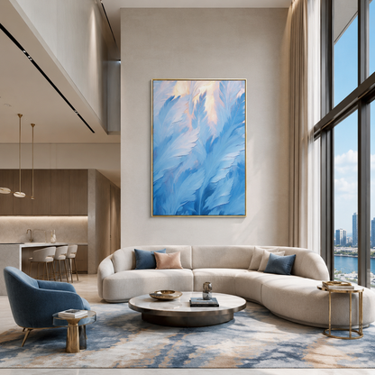 Soft Blue Feather Abstract Painting #Kiss 155