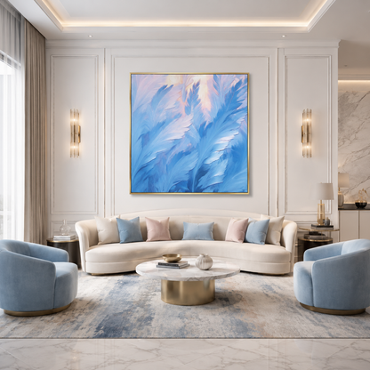 Soft Blue Feather Abstract Painting #Kiss 155