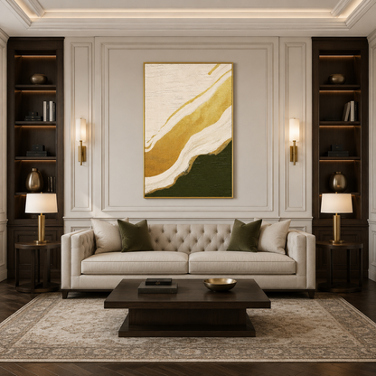 Golden Green Wabi Sabi Textured Painting #Kiss 157