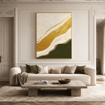 Golden Green Wabi Sabi Textured Painting #Kiss 157