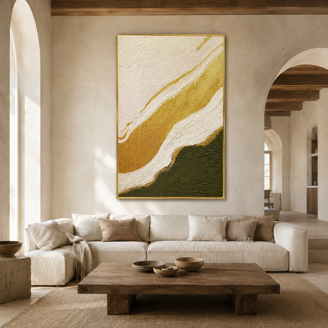 Golden Green Wabi Sabi Textured Painting #Kiss 157