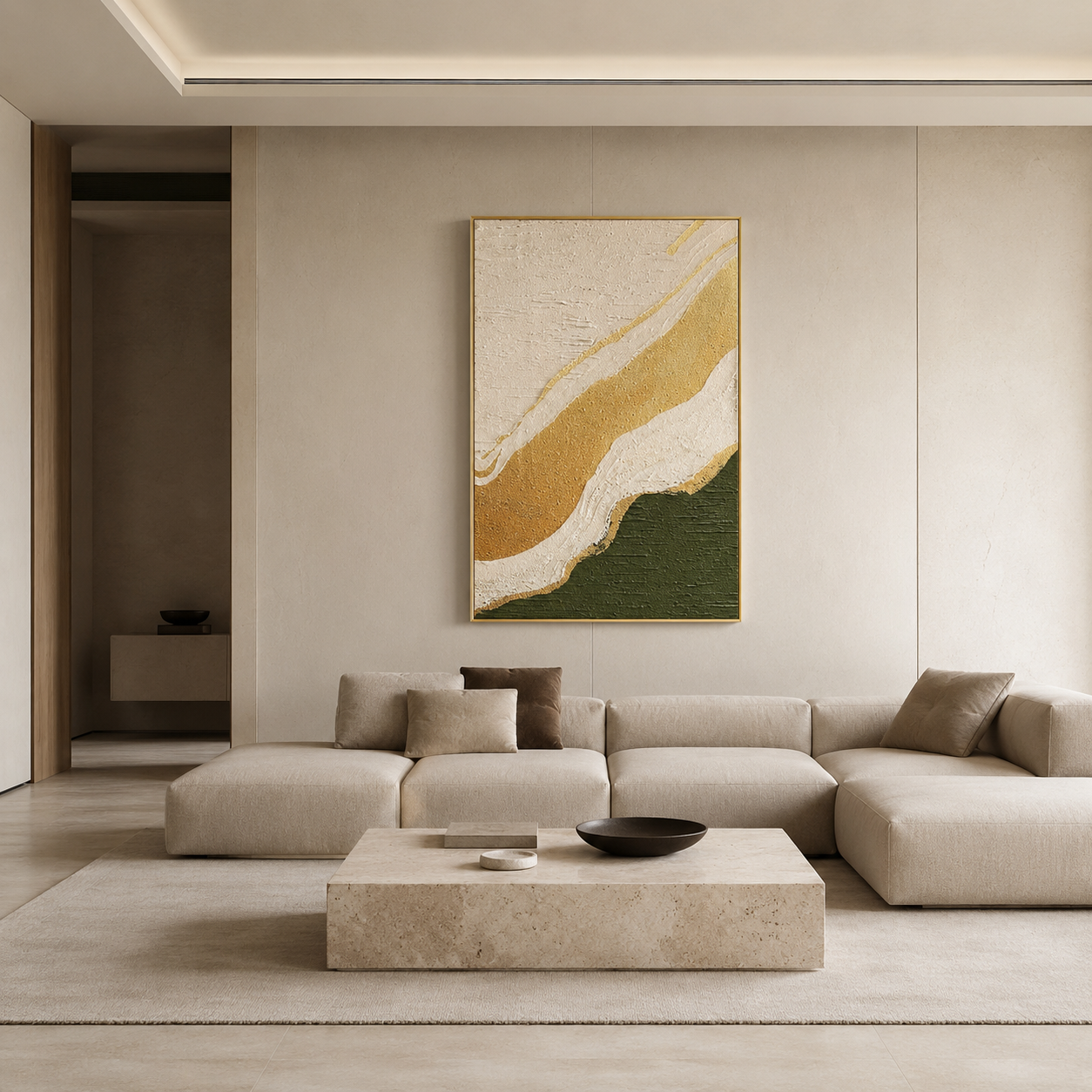 Golden Green Wabi Sabi Textured Painting #Kiss 157