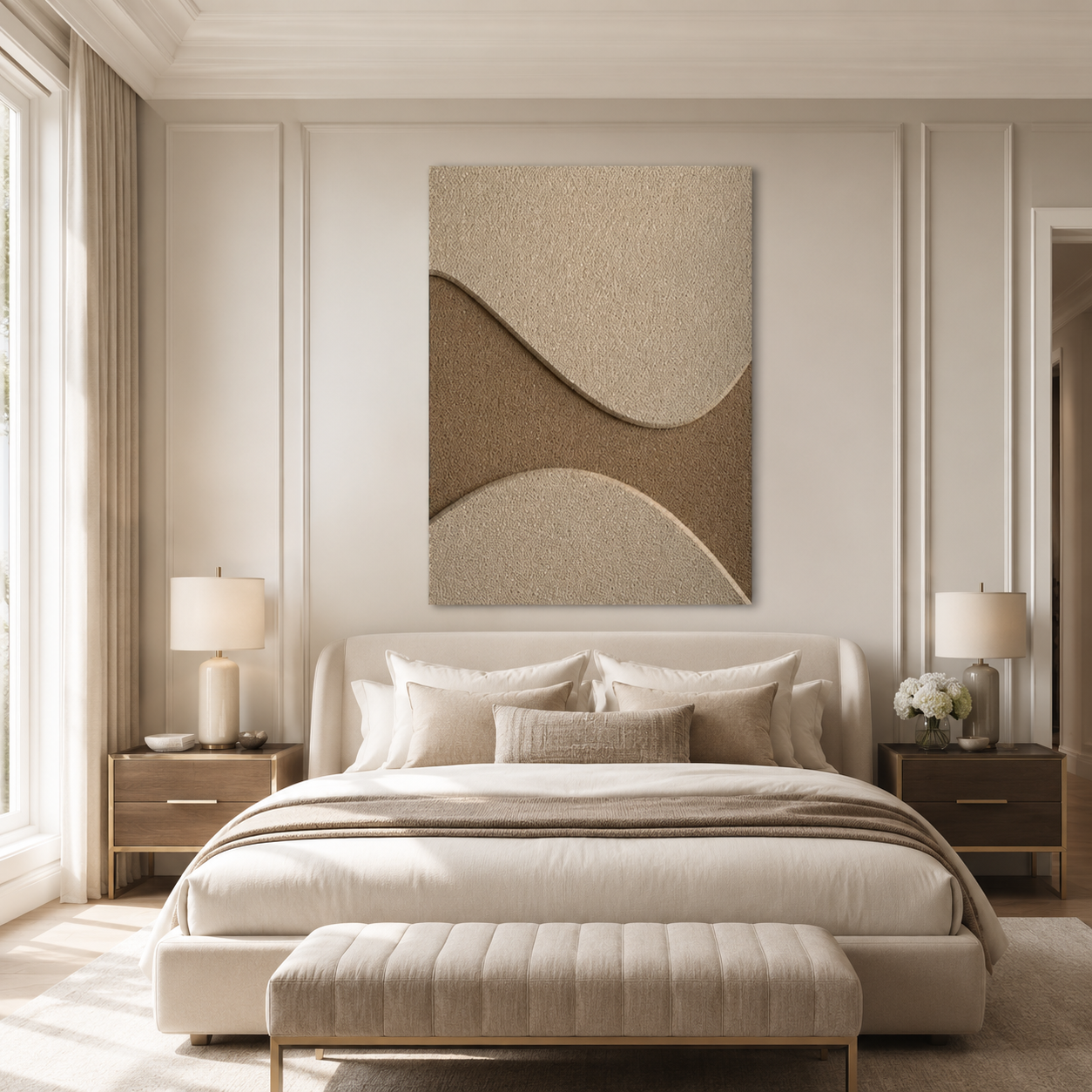 Beige Brown Abstract Textured Painting #Kiss 162