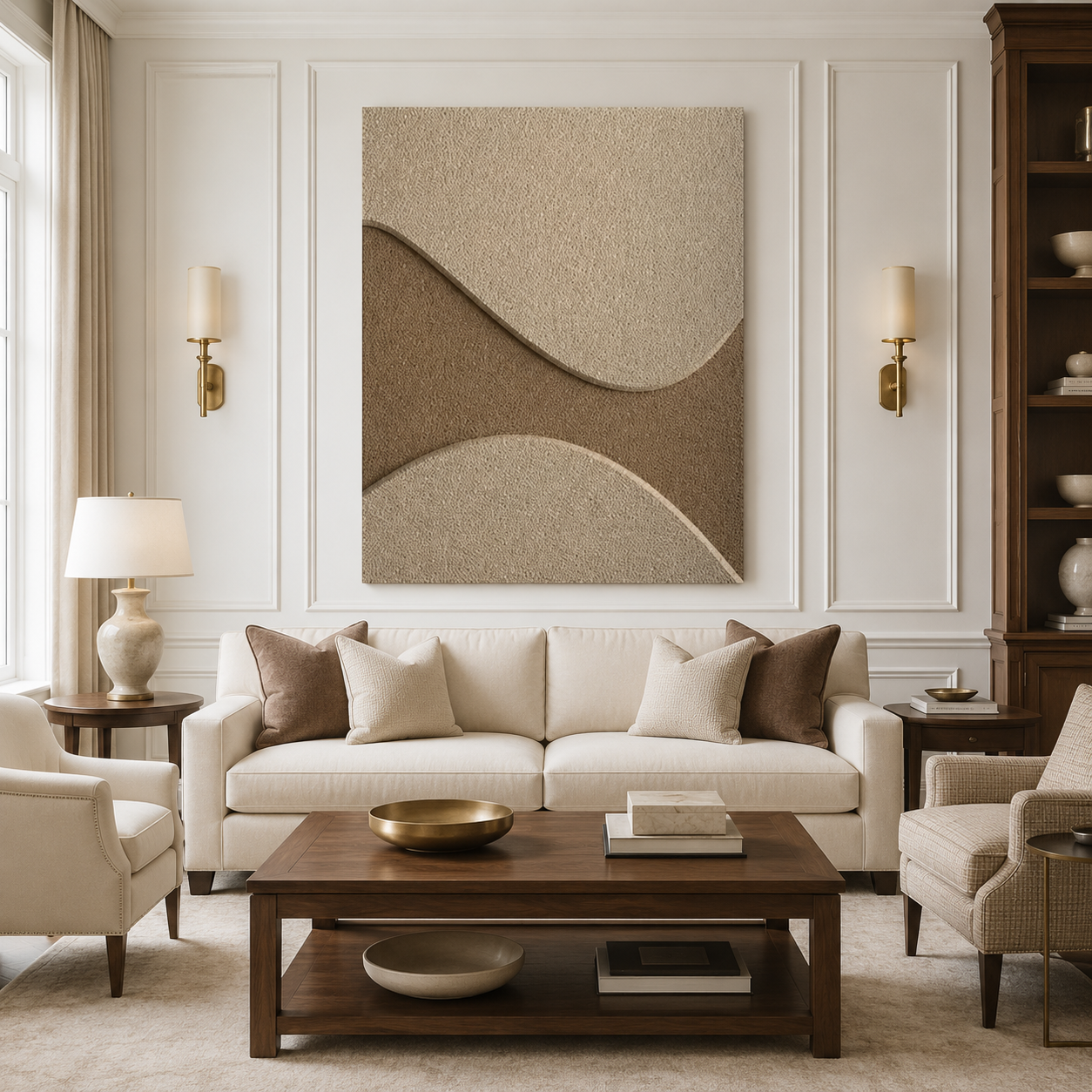 Beige Brown Abstract Textured Painting #Kiss 162