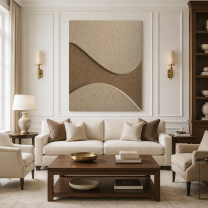 Beige Brown Abstract Textured Painting #Kiss 162