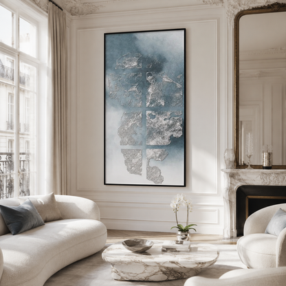 Blue Gray Abstract Textured Painting #Kiss 163