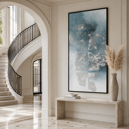 Blue Gray Abstract Textured Painting #Kiss 163