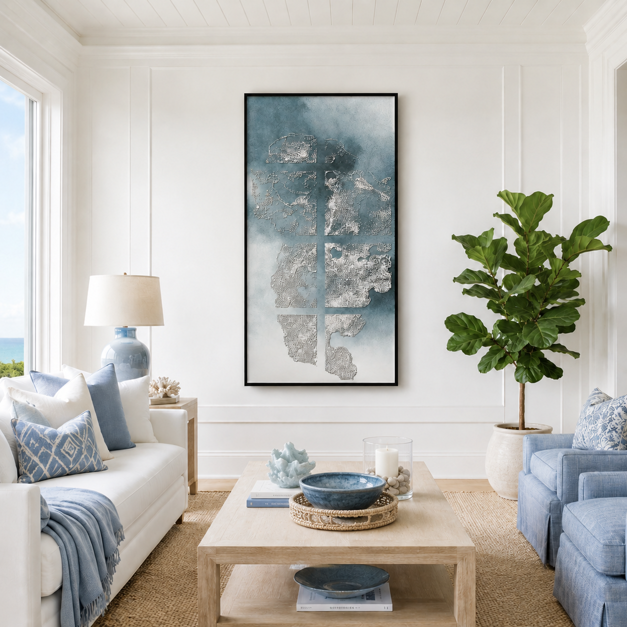 Blue Gray Abstract Textured Painting #Kiss 163