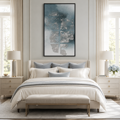 Blue Gray Abstract Textured Painting #Kiss 163