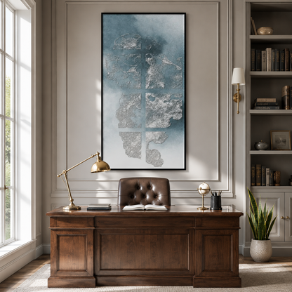 Blue Gray Abstract Textured Painting #Kiss 163