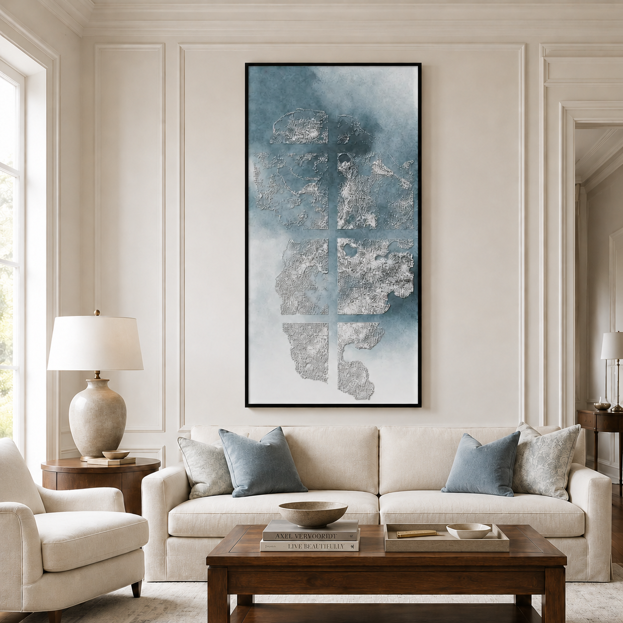 Blue Gray Abstract Textured Painting #Kiss 163