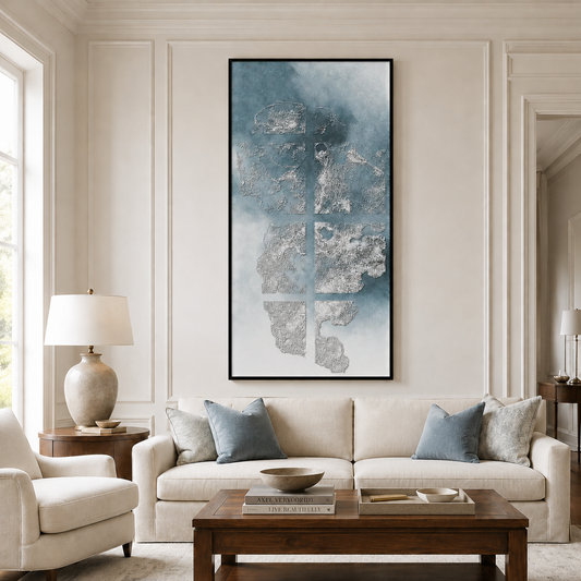 Blue Gray Abstract Textured Painting #Kiss 163