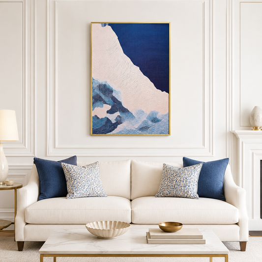 Blue Beige Ocean Abstract Textured Painting #Kiss 164