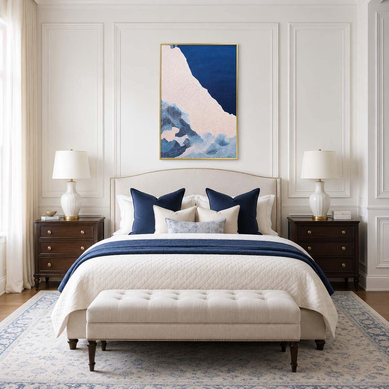 Blue Beige Ocean Abstract Textured Painting #Kiss 164