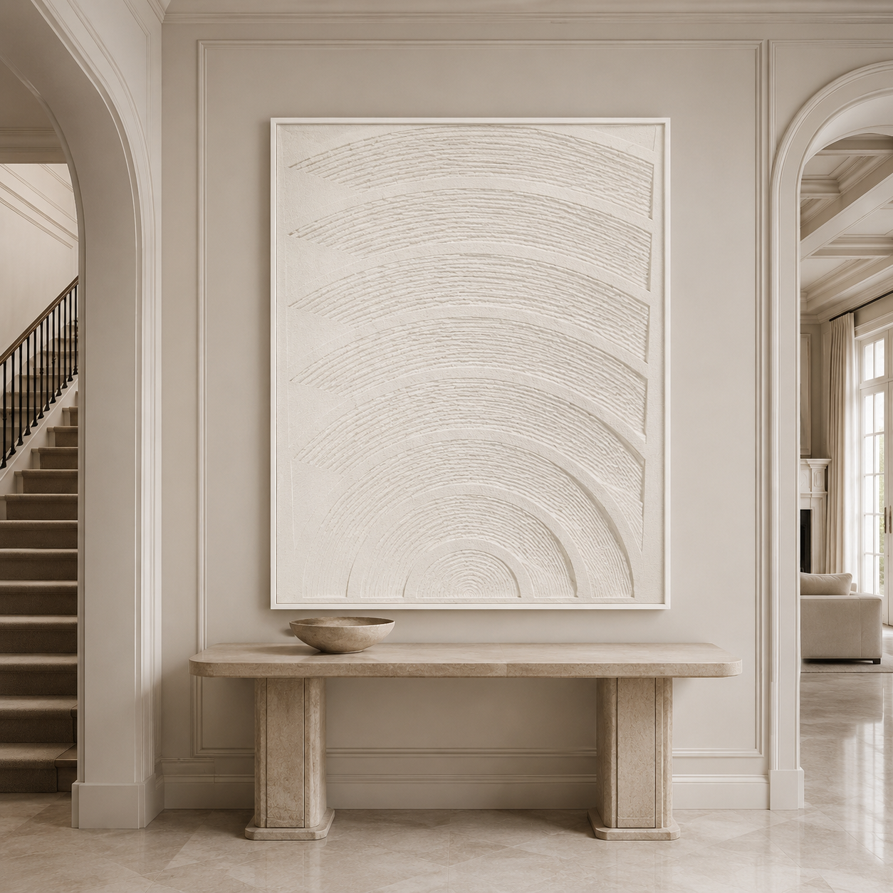 White Beige Minimalist Textured Painting #Kiss 165