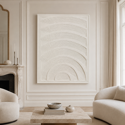 White Beige Minimalist Textured Painting #Kiss 165