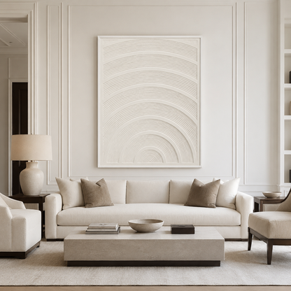 White Beige Minimalist Textured Painting #Kiss 165