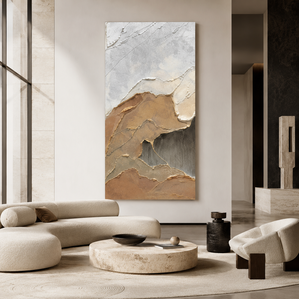 Beige Brown Abstract Textured Painting #Kiss 167