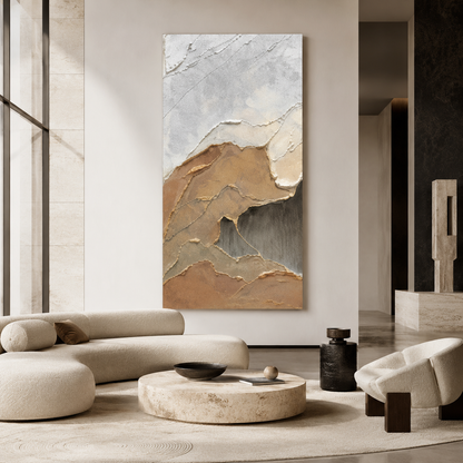 Beige Brown Abstract Textured Painting #Kiss 167