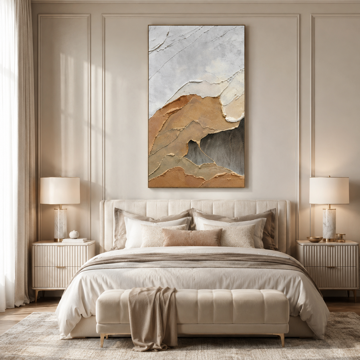 Beige Brown Abstract Textured Painting #Kiss 167