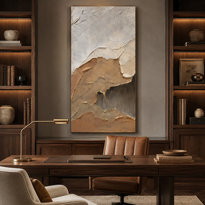 Beige Brown Abstract Textured Painting #Kiss 167
