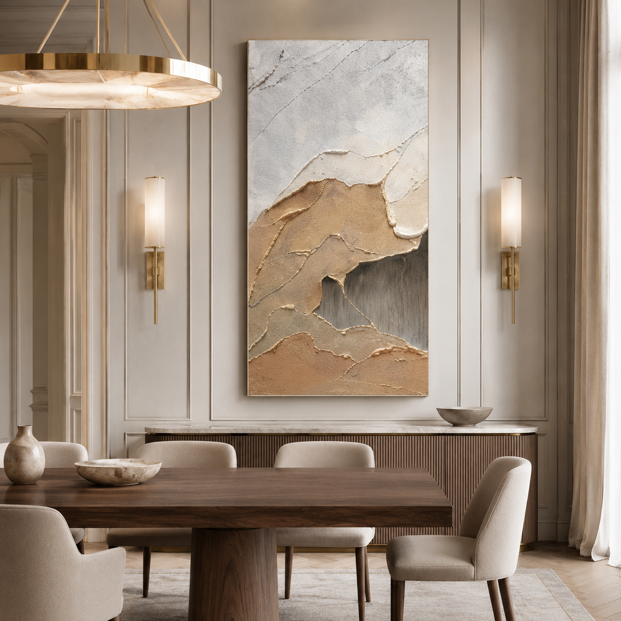 Beige Brown Abstract Textured Painting #Kiss 167