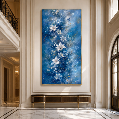 Blue White Floral Canvas Painting #Kiss 168