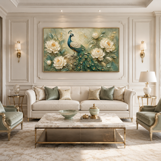 Peacock Floral Textured Painting #Kiss 170