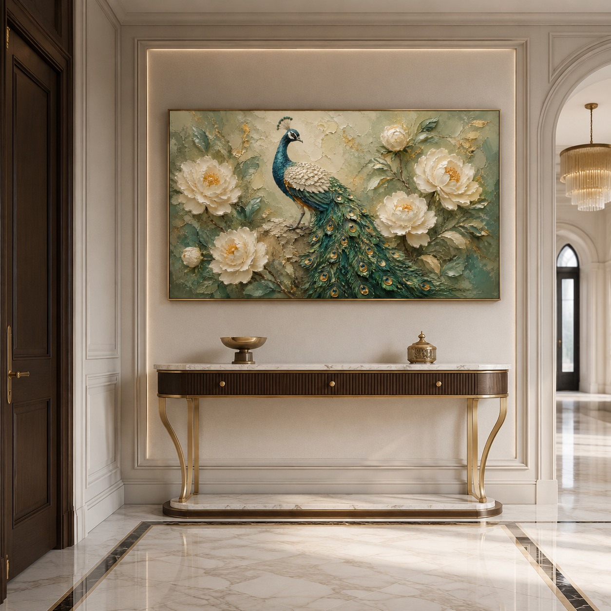 Peacock Floral Textured Painting #Kiss 170