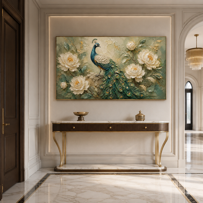 Peacock Floral Textured Painting #Kiss 170