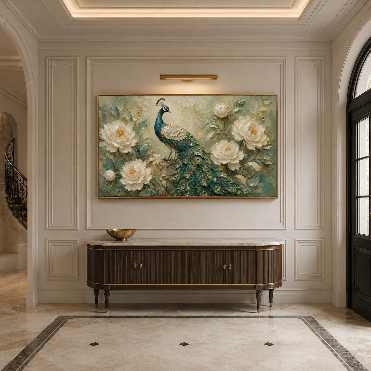 Peacock Floral Textured Painting #Kiss 170