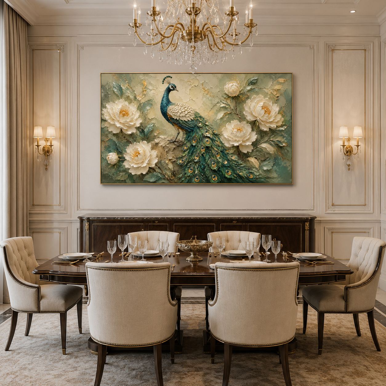 Peacock Floral Textured Painting #Kiss 170