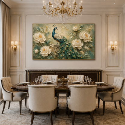Peacock Floral Textured Painting #Kiss 170
