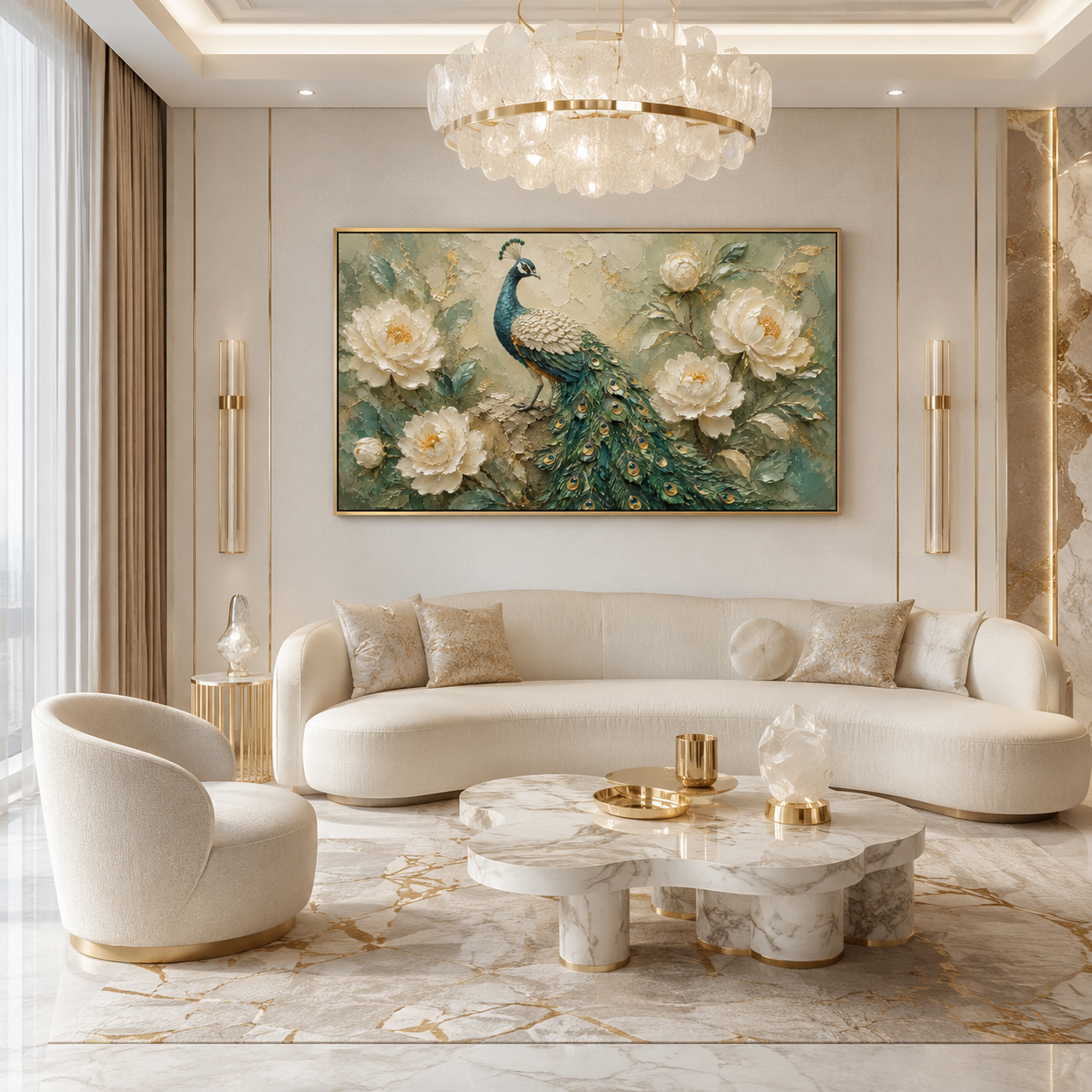 Peacock Floral Textured Painting #Kiss 170