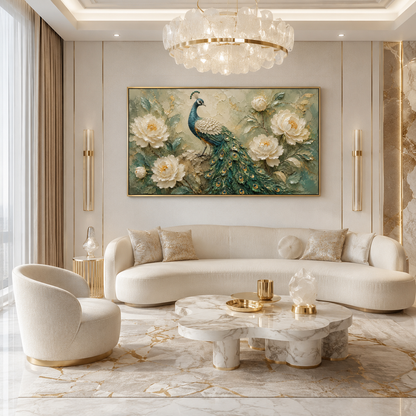 Peacock Floral Textured Painting #Kiss 170