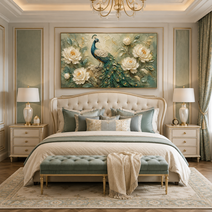 Peacock Floral Textured Painting #Kiss 170