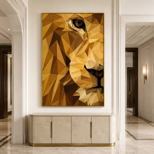 Golden Lion Portrait Textured Painting #Kiss 171
