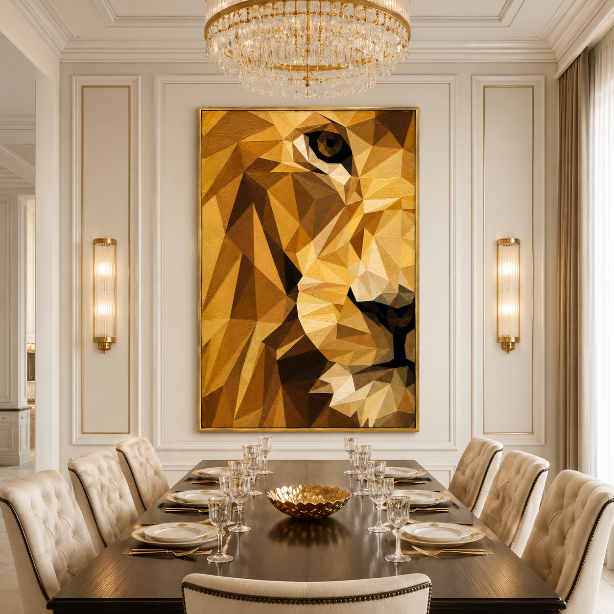 Golden Lion Portrait Textured Painting #Kiss 171
