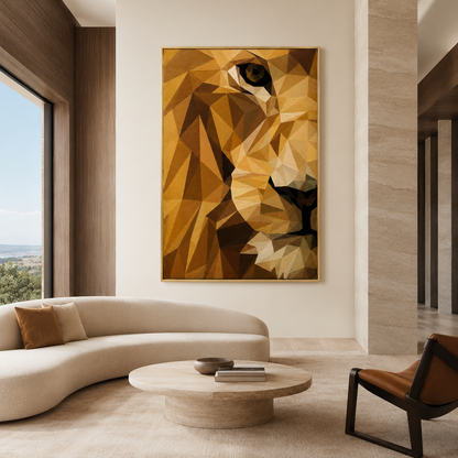 Golden Lion Portrait Textured Painting #Kiss 171