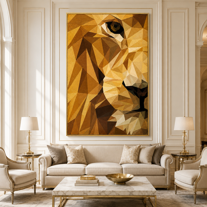 Golden Lion Portrait Textured Painting #Kiss 171