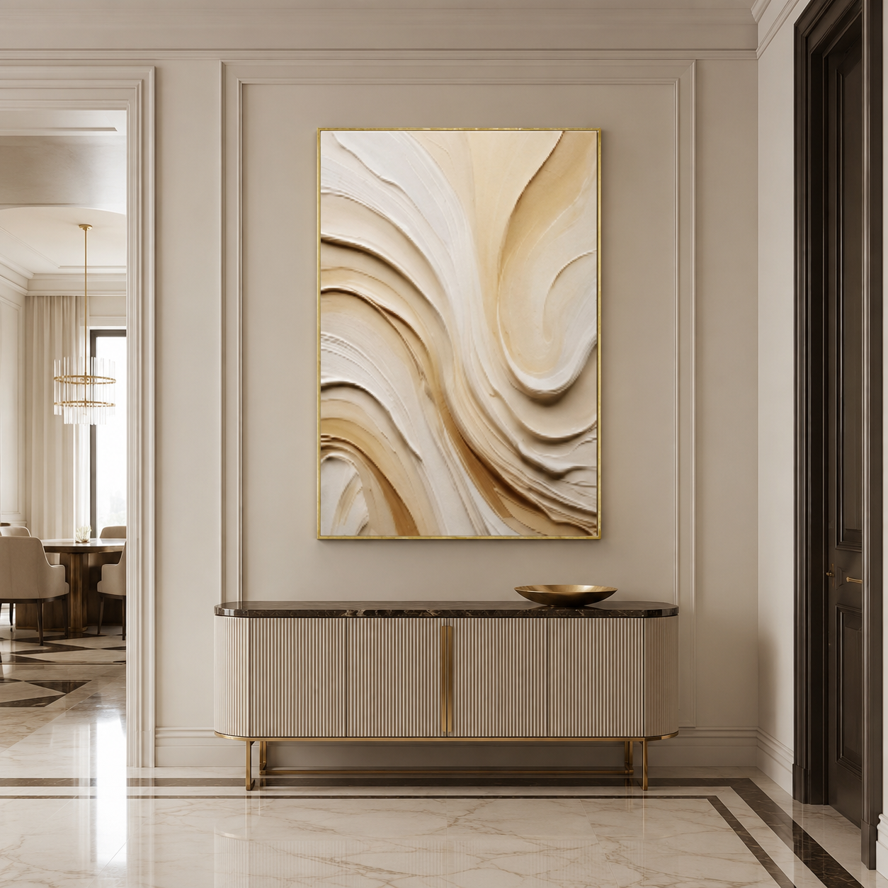 Beige Gold Abstract Textured Painting #Kiss 173