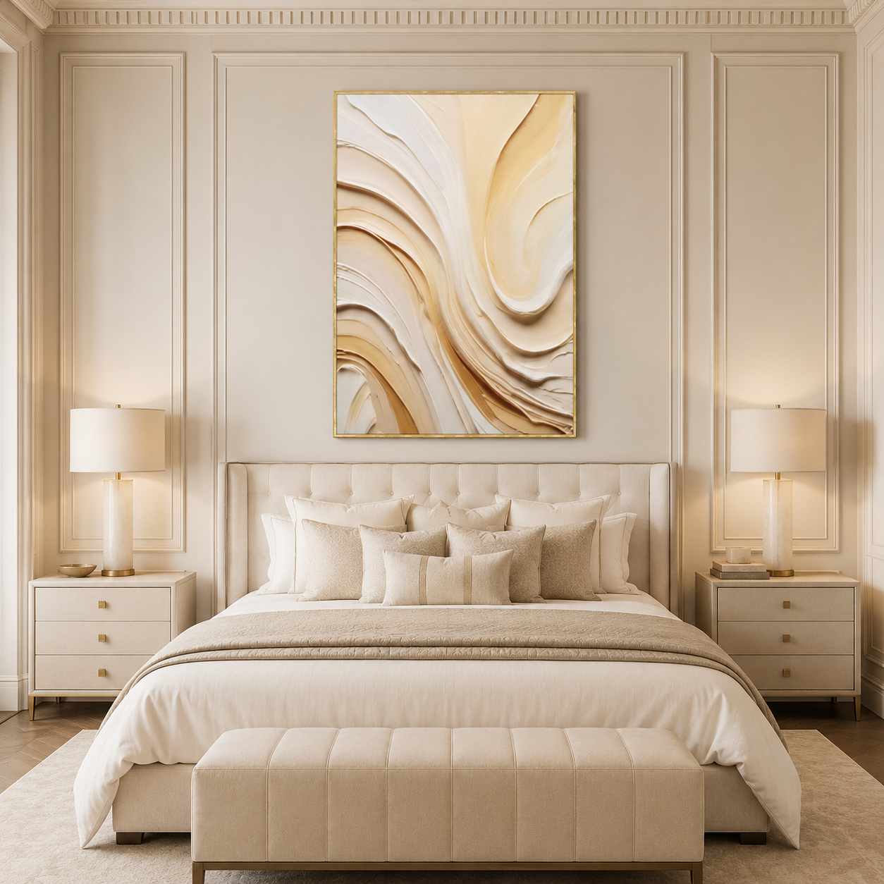 Beige Gold Abstract Textured Painting #Kiss 173