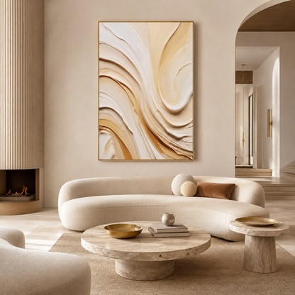 Beige Gold Abstract Textured Painting #Kiss 173