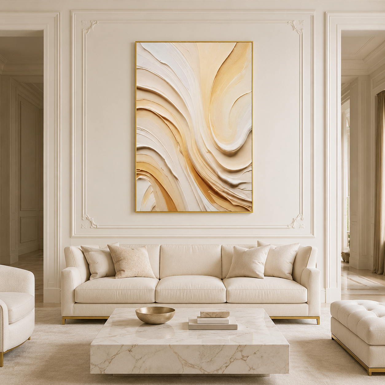 Beige Gold Abstract Textured Painting #Kiss 173
