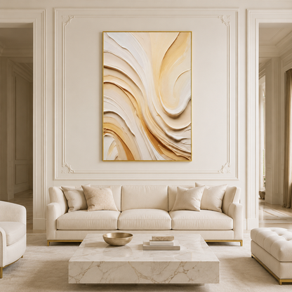Beige Gold Abstract Textured Painting #Kiss 173