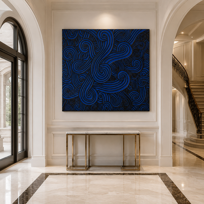 Blue Black Abstract Textured Painting #Kiss 175